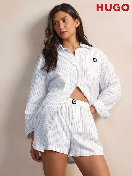HUGO Blue Stacked Logo Pin Stripe 100% Cotton Shorts (AM9285) | kr700