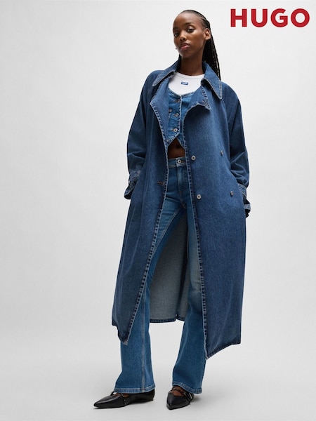 HUGO Blue Denim Cotton Trench Coat (AM9288) | ₪1,152