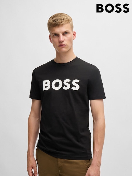 Negro - BOSS Large Logo Graphic 100% Cotton T-Shirt (AM9308) | 64 €