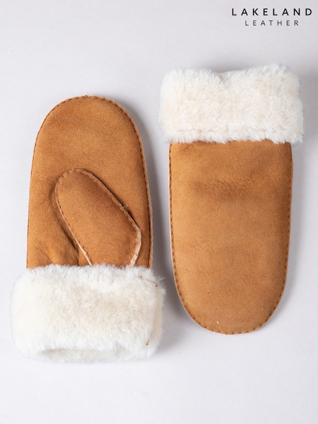 Lakeland Leather Brown Ladies Classic Winter Sheepskin Mittens (AM9335) | €71