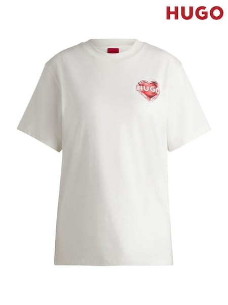 HUGO Cream Artwork Graphic Cotton Slim Fit T-Shirt (AM9341) | ₪347