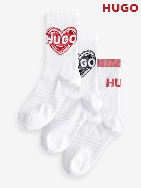 HUGO White Crew Full Trim Socks 3 Pack (AM9346) | €35