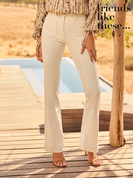 Friends Like These White High Waist Pocket Flare Jeans (AM9384) | 2,343 UAH