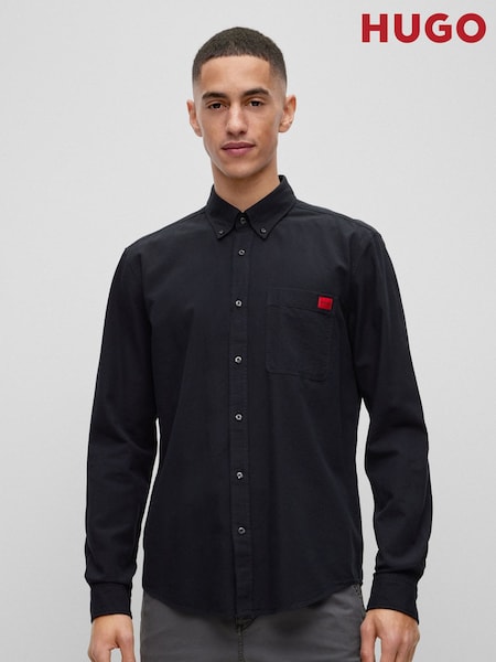 HUGO Black Button Down Oxford Shirt (AM9394) | ₪397