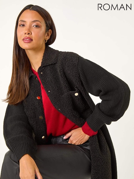 Roman Black Longline Button Through Knit Jacket (AM9453) | €85