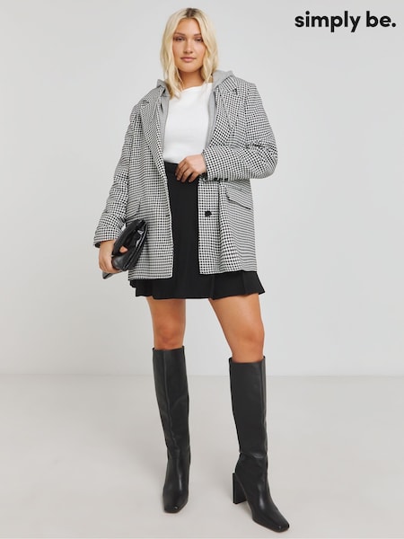 Simply Be Black And White Houndstooth Single Breasted Blazer (AM9531) | $150