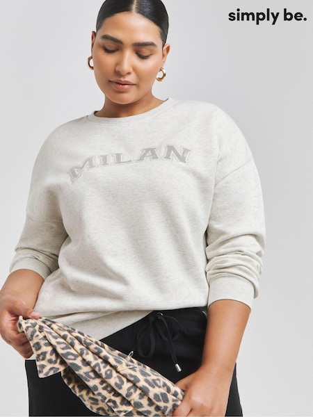 Simply Be Grey Collegiate Embellished Sweater (AM9532) | €21