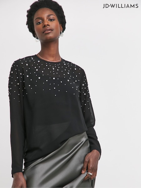 JD Williams Embellished Long Sleeves Blouse (AM9537) | 208 LEI