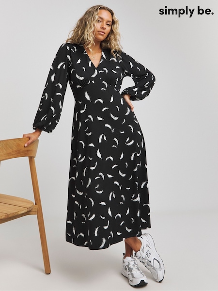 أسود كروم - Simply Be Supersoft Midi Dress (AM9538) | ‏186 د.إ.‏