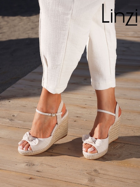Linzi Cream Portofino Espadrille Wedges With Bow Detail (AM9564) | OMR22