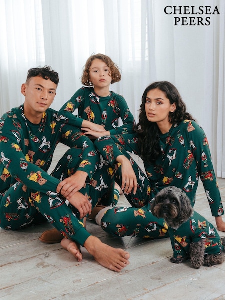 Chelsea Peers Green Christmas Toys Print Long Pyjamas Set (AM9614) | AED163
