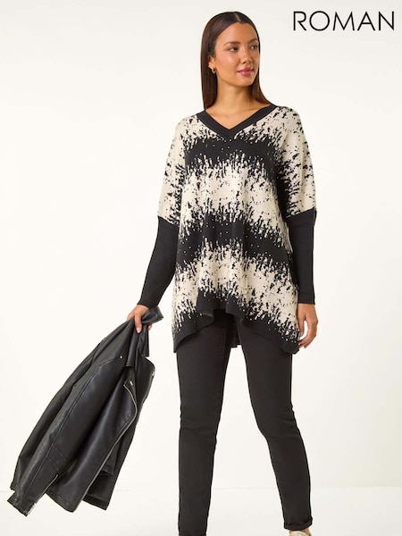 Roman Black Abstract Stripe Knitted Jumper (AM9637) | €53