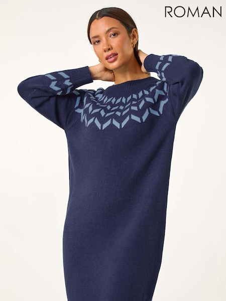 Roman Blue Chevron Print Jumper Dress (AM9649) | €60