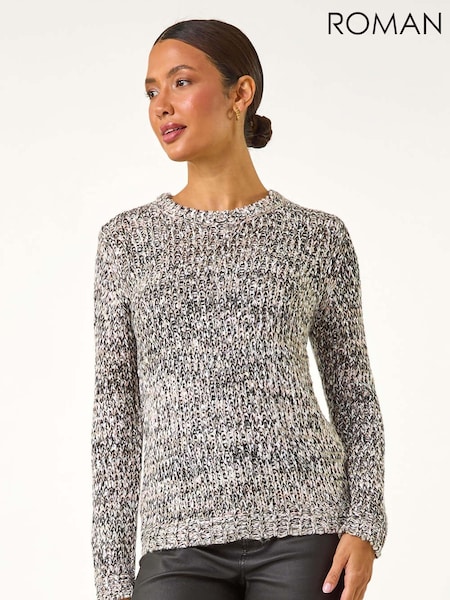 Grijs - Roman Crew Neck Tape Yarn Knit Jumper (AM9654) | € 61