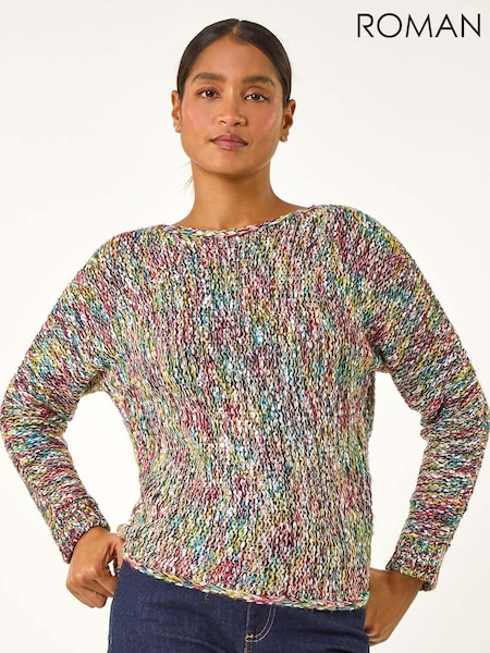 Roman Black Patterened Tape Yarn Knit Jumper (AM9675) | €57