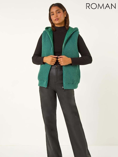 Зеленый - Roman Reversible Hooded Knit Gilet (AM9684) | €66