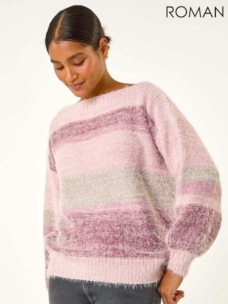 Roze - Roman Stripe Soft Knit Jumper (AM9693) | € 61