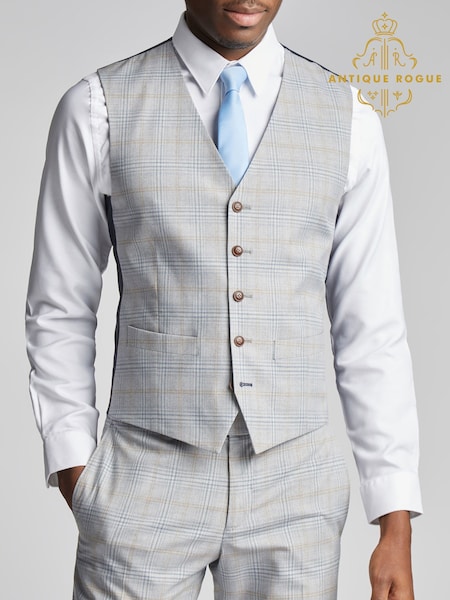 Antique Rogue Natural Agate Check Vest (AM9694) | €120