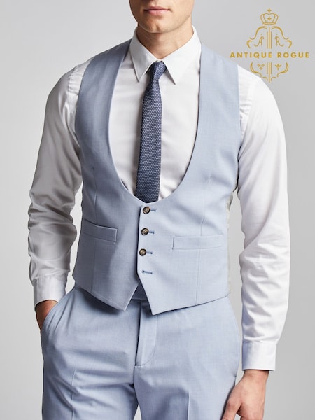 Antique Rogue Blue Slim Scoop Waistcoat (AM9710) | €92