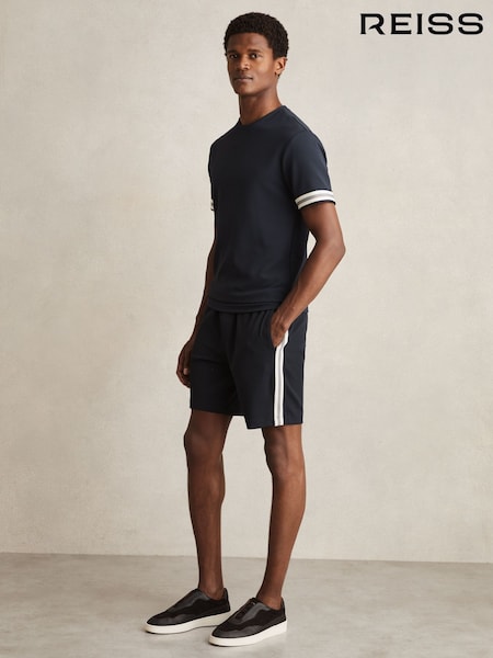 Azul marino - Reiss Phoenix Textured Tape Drawstring Shorts (AM9722) | 95 €