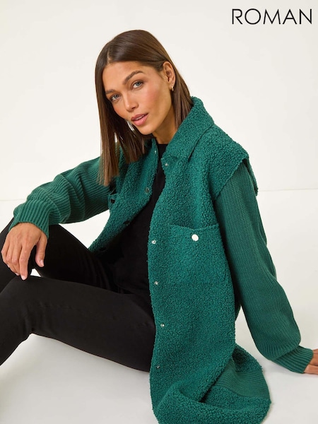 Roman Green Longline Button Through Knit Jacket (AM9742) | €85