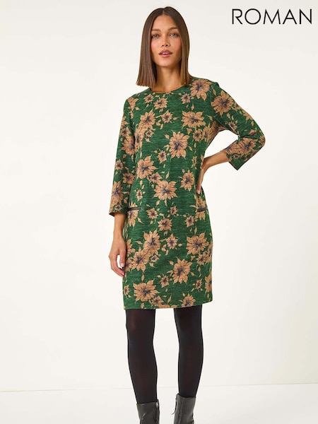 Roman Floral Print Pocket Trim Shift Dress (AM9753) | €60