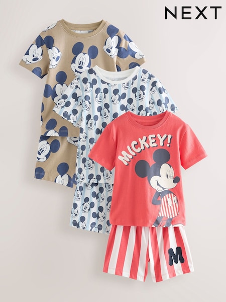 Red/Blue License Mickey 100% Cotton Short Pyjamas 3 Pack (9mths-9yrs) (AM9760) | AED147 - AED178
