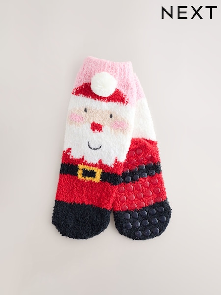 Red Santa Print Christmas Cosy Ankle Socks (AM9839) | €7 - €9