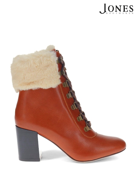 Jones Bootmaker Natural Kelsie Faux Fur-Cuffed Ankle Boots (AM9901) | €171