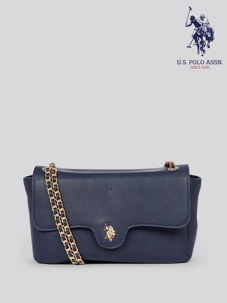 U.S. Polo Assn. Blue Womens Jones Flap Cross-Body Chain Bag (AM9912) | $157