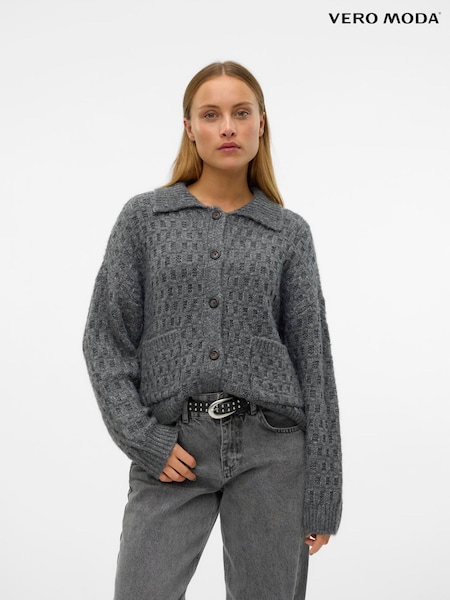 VERO MODA Long Sleeve Polo Neck Knitted Textured Cardigan (AM9925) | € 36