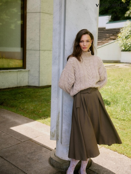 VERO MODA High Neck Cable Knit Jumper With Button Detail Collar (AM9926) | €49