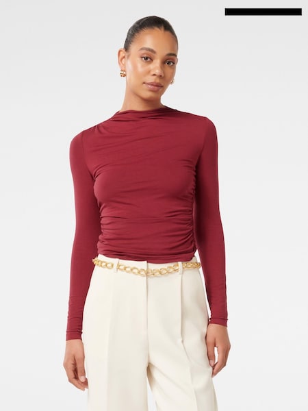 Forever New Red Zona Ruched Neck Top (AM9937) | €32
