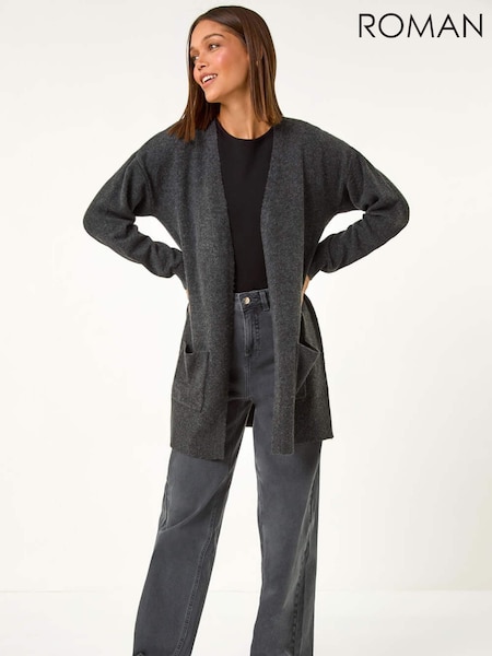Preto - Roman Soft Knit Longline Cardigan (AM9958) | R$ 425