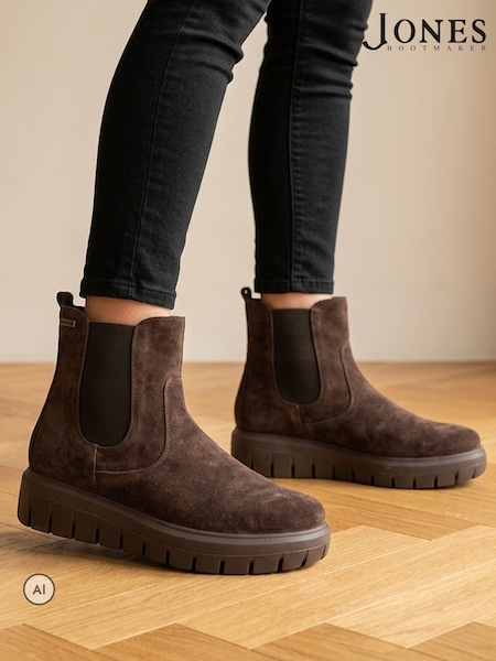 Smeđa - Jones Bootmaker Marbella Kožne čizme na platformi za gležnjeve