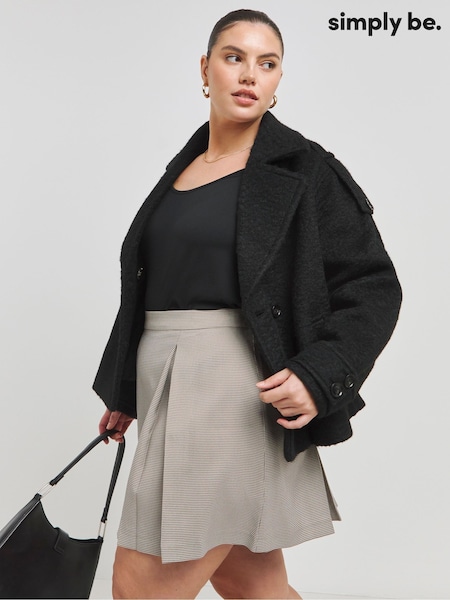Simply Be Natural Pleated Brushed Check Mini Skirt (AM9976) | ₪141