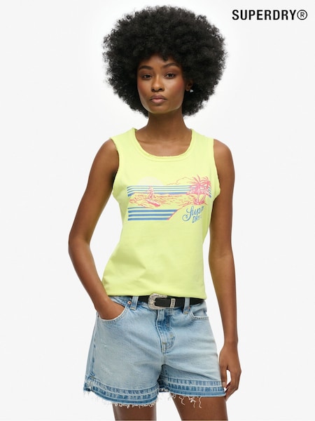 Superdry Yellow 100% Cotton Outdoor Stripe Scoop Neck Tank (AN1009) | €38