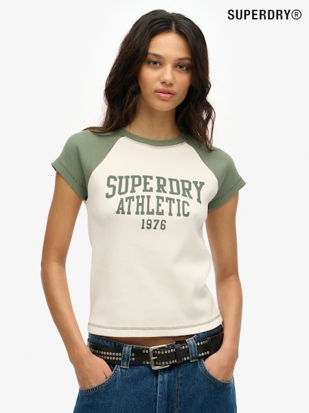 Alb - Tricou Superdry Athletic Essential cu mânecă raglan și croială slim fit (AN1011) | 201 LEI