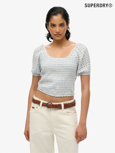Superdry Blue Smocked Woven Top (AN1025) | 1,802 UAH
