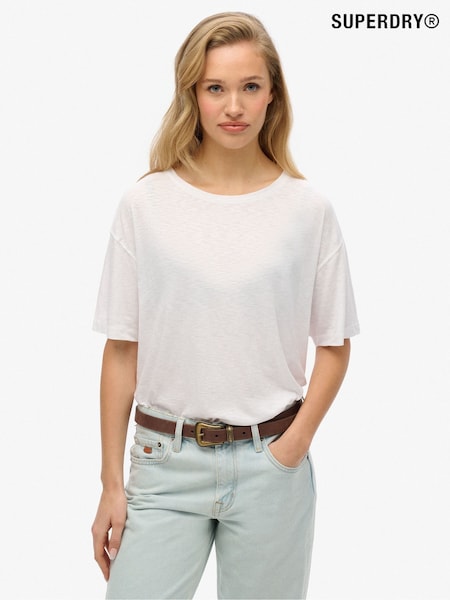 Alb - Tricou Superdry Studios cu umeri căzuți (AN1045) | 149 LEI