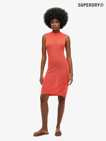 Portocaliu - Superdry 100% Cotton Chevron Crochet Mini Dress (AN1063) | 372 LEI