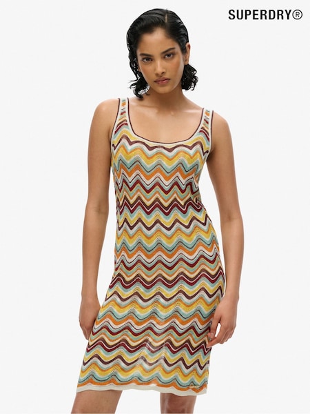 Superdry Green Zig Zag Sleeveless Knit Mini Dress (AN1070) | kr806