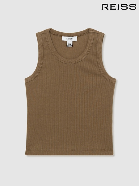 Reiss Khaki Violet 13-14 yrs Cotton Blend Ribbed Vest (AN1099) | AED79