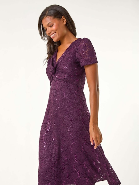 Фіолетовий - Roman пайєтки Lace Twist Front середніх розмірів сукні (AN1211) | 4 506 грн
