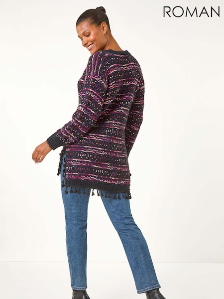 Roman Black Boucle Fringe Hem Tunic Jumper (AN1214) | €59