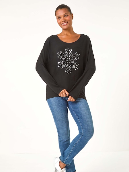 Roman Black Snowflake Knitted Top (AN1215) | €53