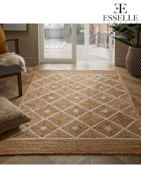 Esselle Natural Prestbury 120x170cm Diamond Handbraided Rug (AN1260) | SGD 232