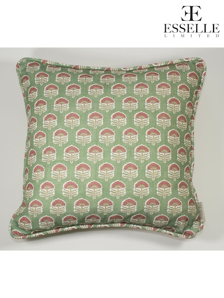 Esselle Green Wallington Floral Moss/Raspberry Cushion (AN1265) | AED250
