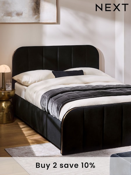 Soft Velvet Black Mia Upholstered Ottoman Storage Bed Frame (AN1301) | €875 - €1,000