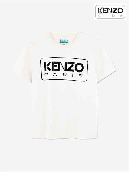 KENZO KIDS White Rectangle Logo Short Sleeve T-Shirt (AN1371) | 410 LEI - 484 LEI